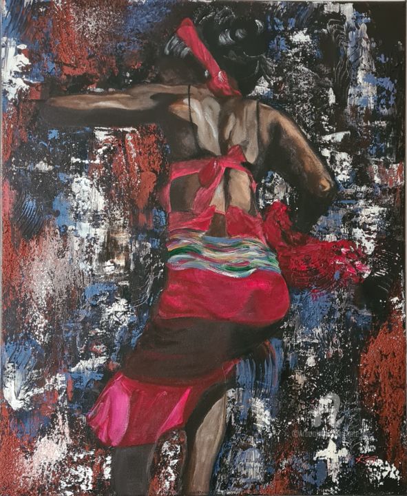 Malarstwo zatytułowany „Danseuse africaine” autorstwa Kate_art, Oryginalna praca, Akryl