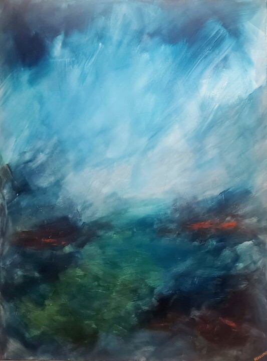 Painting titled "Turbulence" by Kate Hessling, Original Artwork, Acrylic Mounted on Wood Stretcher frame