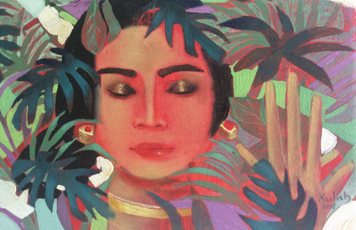 Painting titled "Balinese dreams 2" by Kate Kulish, Original Artwork, Oil
