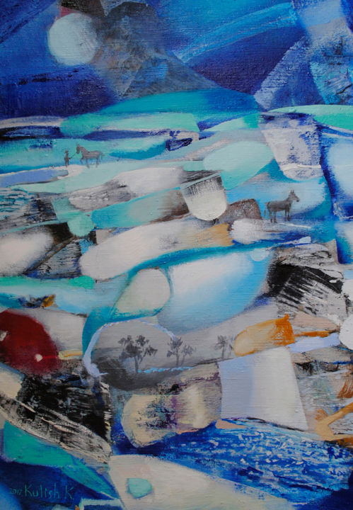 Peinture intitulée "The blue mirage" par Kate Kulish, Œuvre d'art originale, Huile