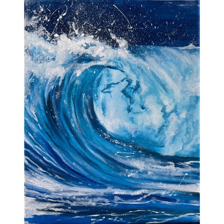 Schilderij getiteld "Lazurite Wave" door Kate Samsoniuk, Origineel Kunstwerk, Olie