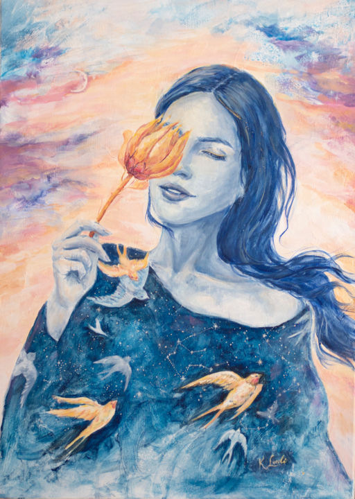 Painting titled "Before the dawn" by Kateryna Loreli, Original Art, Acrylic