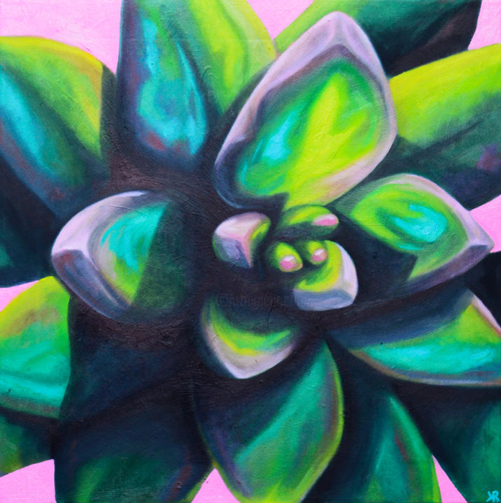 Painting titled "Succulent #2" by Kate Revill, Original Art, Oil
