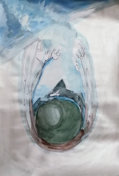 Peinture intitulée "Inside" par Katerina Athanasiou, Œuvre d'art originale, Aquarelle Monté sur Châssis en bois