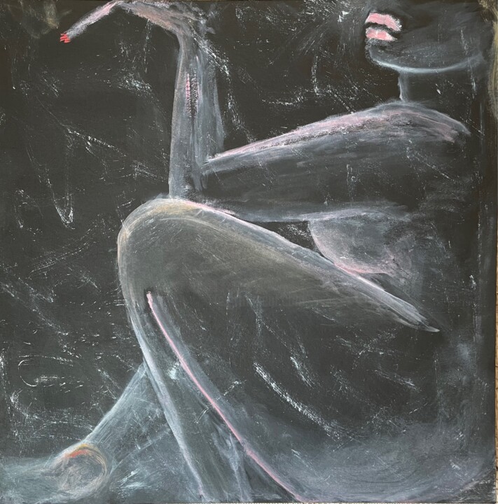 Картина под названием "Smoking" - Katerina Mityushova (KAT), Подлинное произведение искусства, Масло