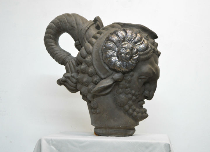 Sculpture titled "Ram head" by Katerina Pilnikova, Original Artwork, Ceramics