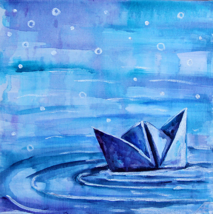 Бумажный кораблик читать. Бумажный кораблик. Кораблик из бумаги арт. Голубой бумажный кораблик. Бумажный кораблик живопись.