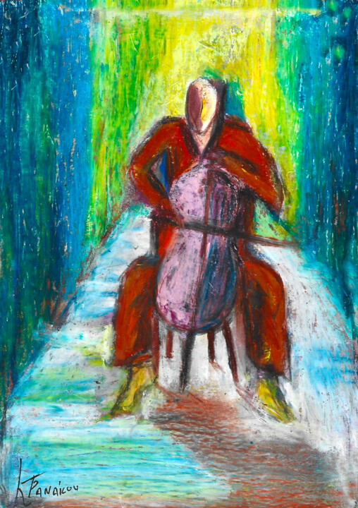 Peinture intitulée "Ο Βιολιστής" par Katerina Tranakou, Œuvre d'art originale, Huile