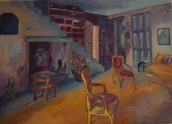 Painting titled "Interiors" by Katerina, Original Artwork, Oil