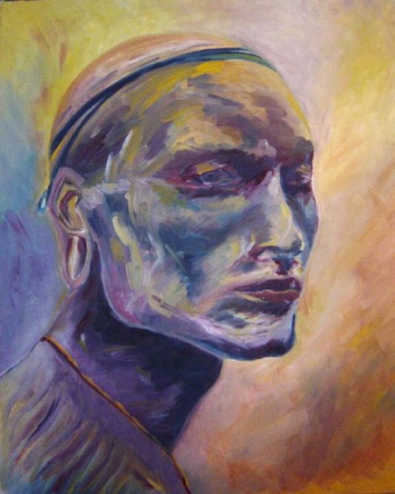Malerei mit dem Titel "Massai" von Katerina, Original-Kunstwerk, Öl