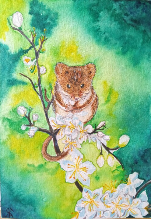 Картина под названием "Мышка" - Kateryna Bakumenko, Подлинное произведение искусства, Акварель