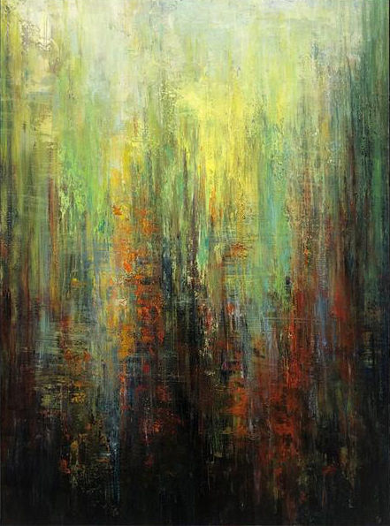 Painting titled "Abstract Dirty Gree…" by Kateryna Fedotova, Original Artwork, Acrylic Mounted on Wood Stretcher frame