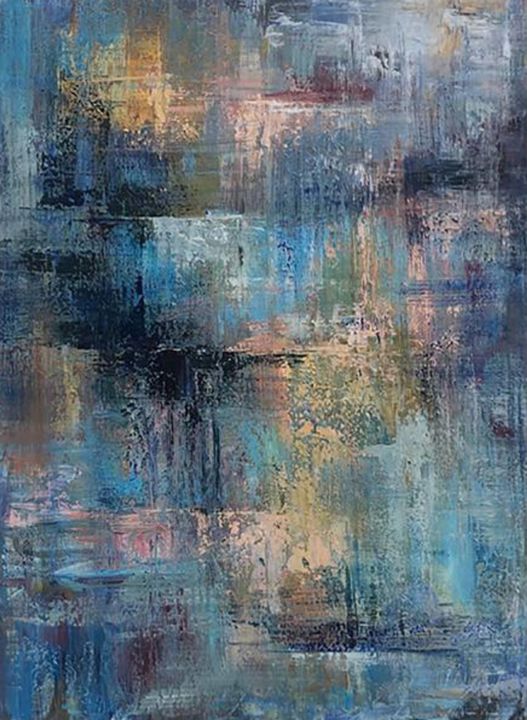 Картина под названием "Royal Blue Painting…" - Kateryna Fedotova, Подлинное произведение искусства, Акрил Установлен на Дере…