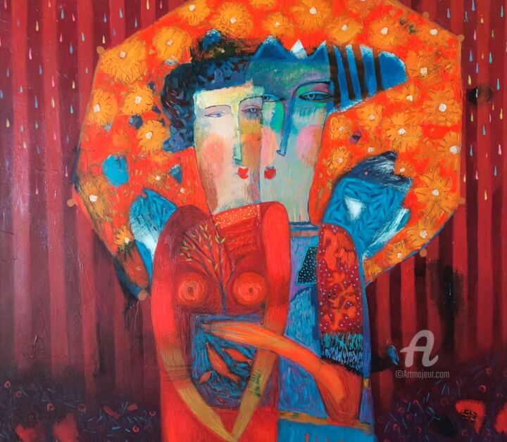 Картина под названием "Kiss of an angel" - Kateryna Lemesheva, Подлинное произведение искусства, Масло