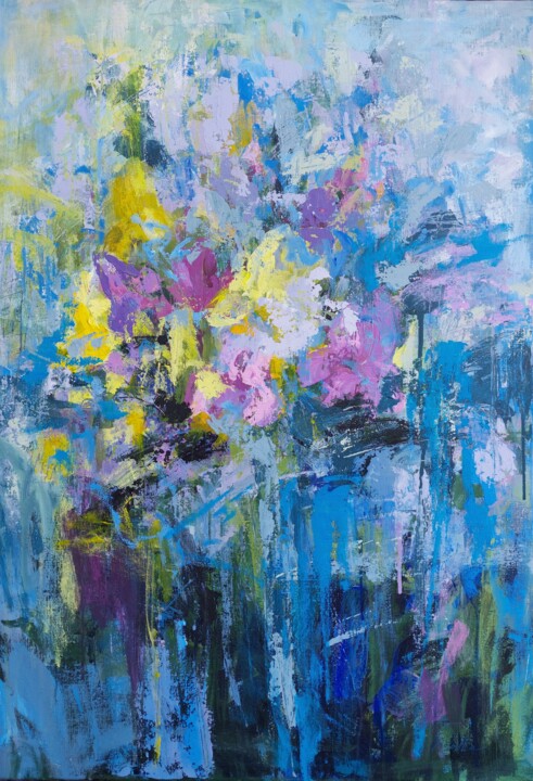 Painting titled "Flowers of hope" by Kateryna Solodka (Katia Solodka), Original Artwork, Acrylic Mounted on Wood Stretcher f…