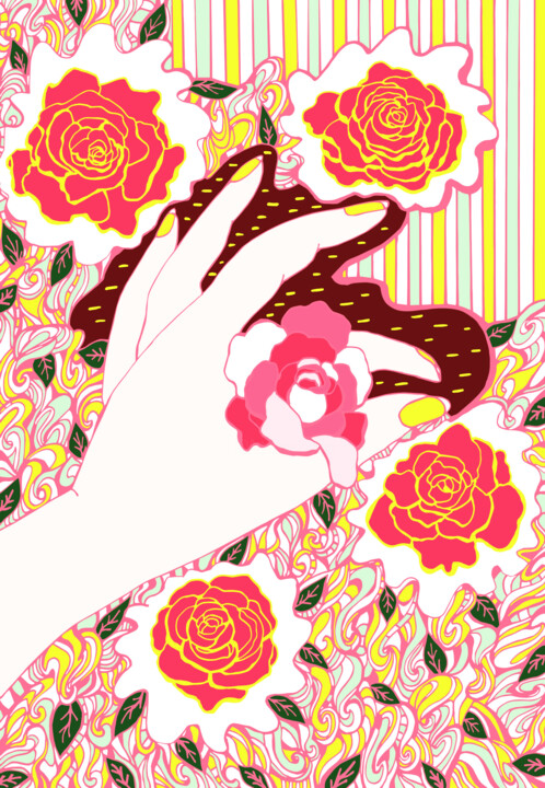 Arte digitale intitolato "hand roses" da Kateryna Svyrydova, Opera d'arte originale, Lavoro digitale 2D