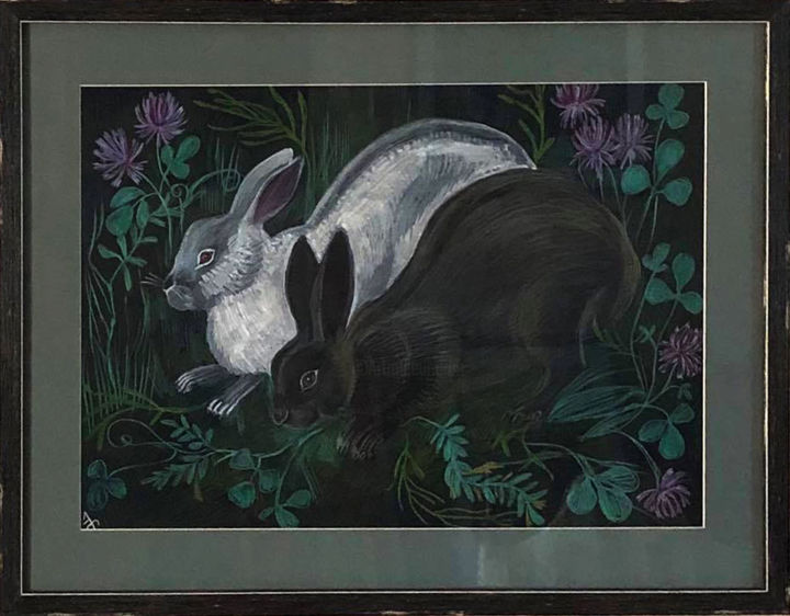 Dessin intitulée "кролики - კურდღლები…" par Ketevan Todua Tskhakaia, Œuvre d'art originale