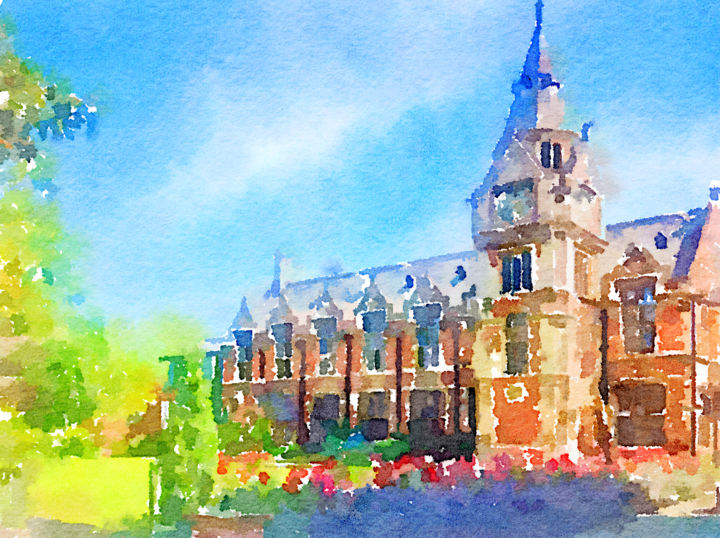 Painting titled "Pembroke College, C…" by Kath Sapeha, Original Artwork, Watercolor