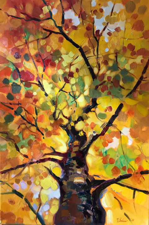 Painting titled "Goldener Herbst" by Katharina Valeeva, Original Artwork, Oil