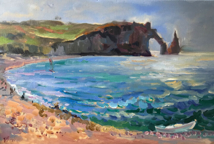 Peinture intitulée "Étretat" par Katharina Valeeva, Œuvre d'art originale, Huile