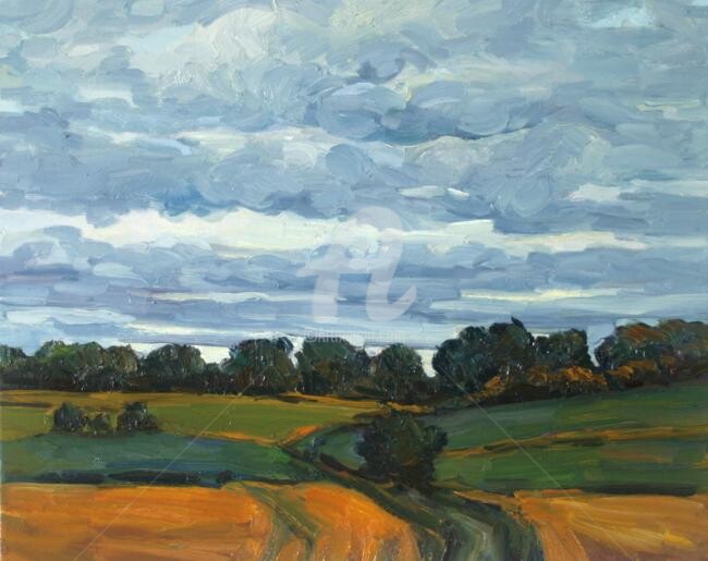 Peinture intitulée "Picardie landscape" par Katharine Librowicz, Œuvre d'art originale