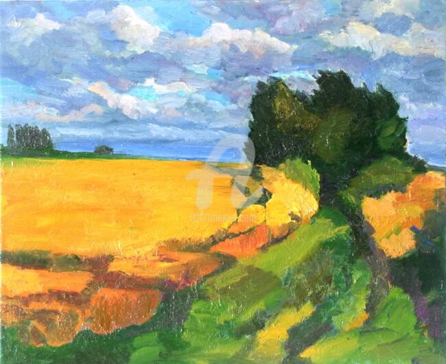Painting titled "Sunflowers, Picardie" by Katharine Librowicz, Original Artwork