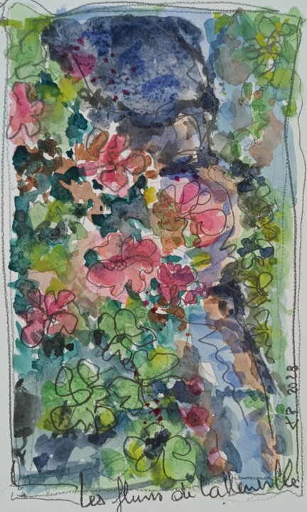 Peinture intitulée "Les fleurs du ruiss…" par Katherine Jacop-Pouliquen, Œuvre d'art originale, Aquarelle