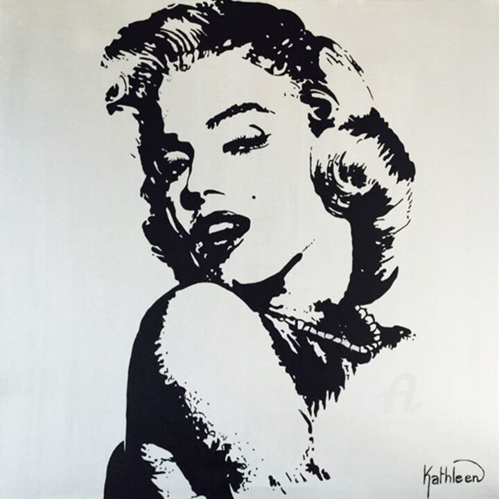 Painting titled "Marilyn MONROE Glam…" by Kathleen Artist, Original Artwork, Acrylic Mounted on Wood Stretcher frame