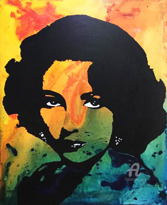 Painting titled "Elizabeth TAYLOR «S…" by Kathleen Artist, Original Artwork, Acrylic