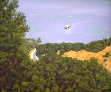 Painting titled "Angel Island Ferry" by Kathleen Mcmahon, Original Artwork, Oil