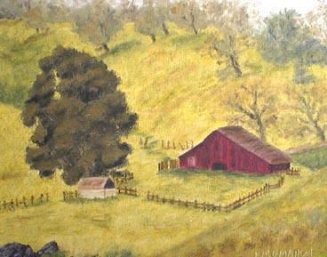 Painting titled "Spring Petaluma Farm" by Kathleen Mcmahon, Original Artwork, Oil