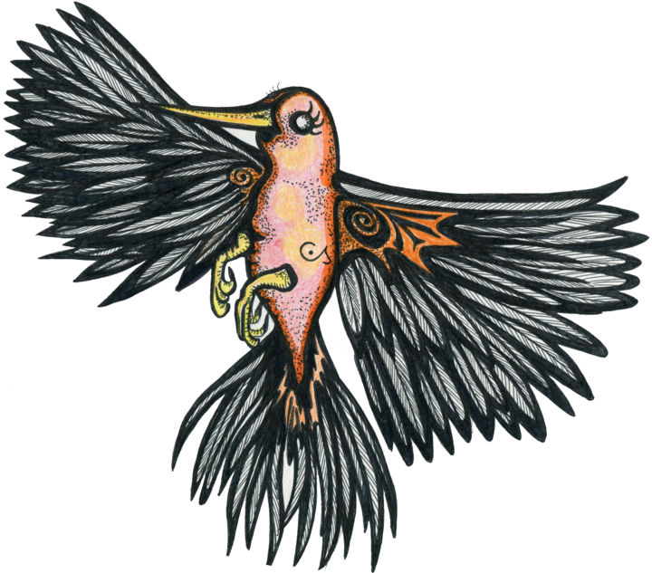 Dibujo titulada "hummingbird" por Christina Sather, Obra de arte original, Bolígrafo