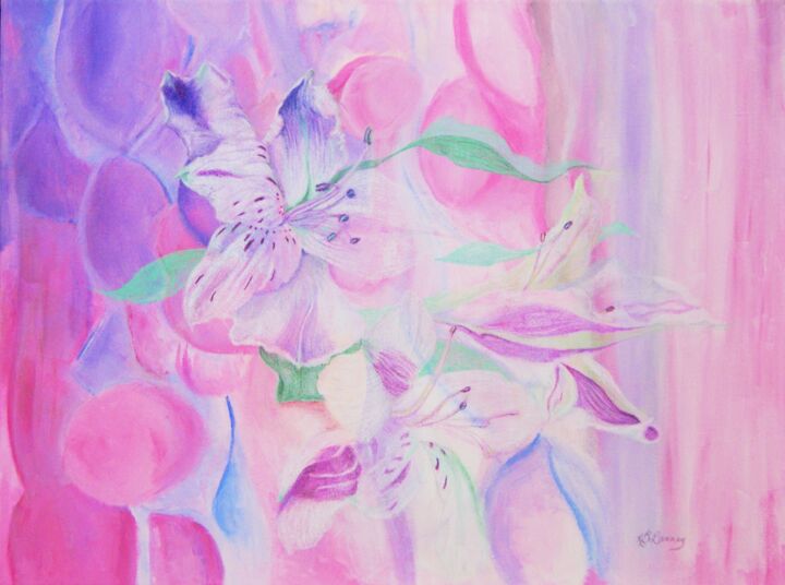 Painting titled "Incan Lily" by Kathryn Launey, Original Artwork, Acrylic