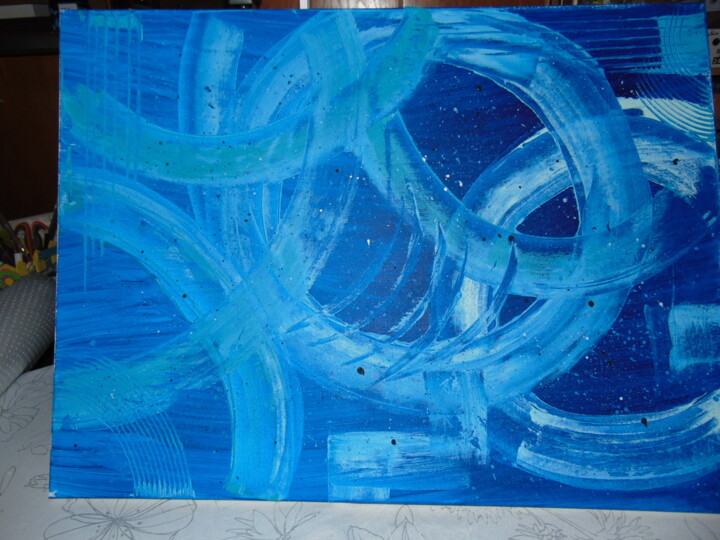Картина под названием "les astres" - Kathy, Подлинное произведение искусства, Акрил Установлен на Деревянная рама для носилок
