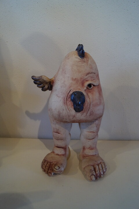 Sculptuur getiteld "koekeloerepoezewoef" door Kathy Vandamme, Origineel Kunstwerk, Keramiek