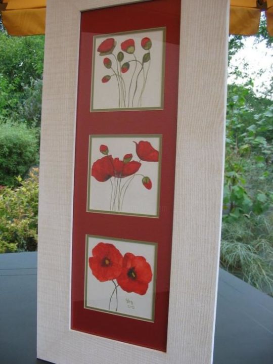Painting titled "COQUELICOTS" by Poppy, Original Artwork