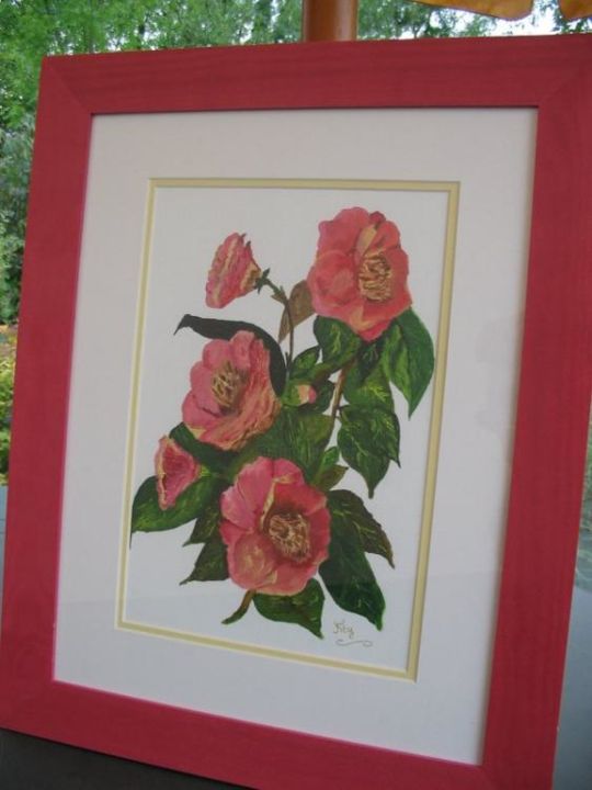 Painting titled "CAMELIAS" by Poppy, Original Artwork