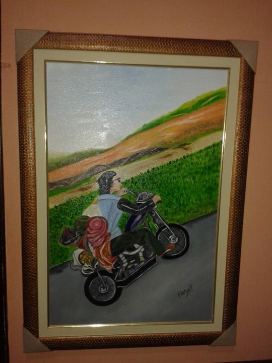 Pintura intitulada "moto" por Katya Favero, Obras de arte originais, Óleo