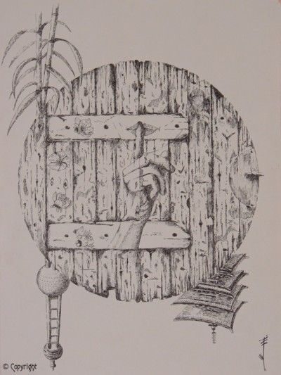 Drawing titled "Le Secret" by Kati Caudéran-Mounié, Original Artwork