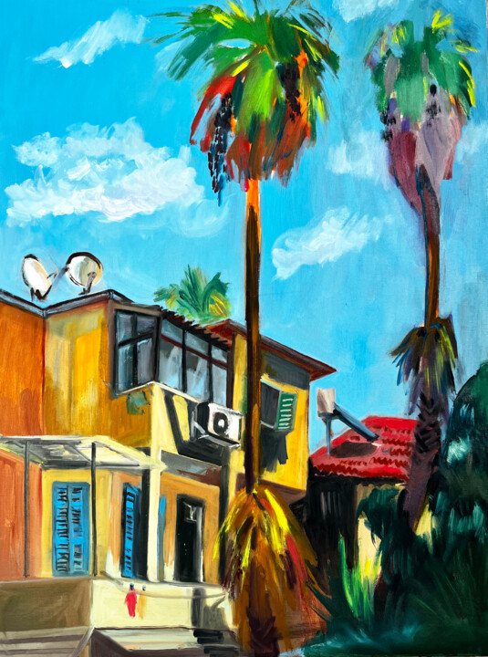 Картина под названием "Two Palms" - Katia Ansky, Подлинное произведение искусства, Масло