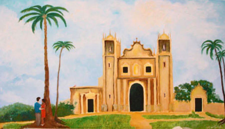 Painting titled "Baroc church" by Katia De Carvalho, Original Artwork, Oil