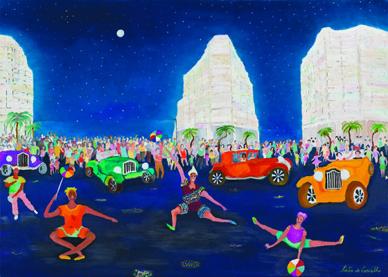 Peinture intitulée "La parade" par Katia De Carvalho, Œuvre d'art originale, Huile Monté sur Châssis en bois