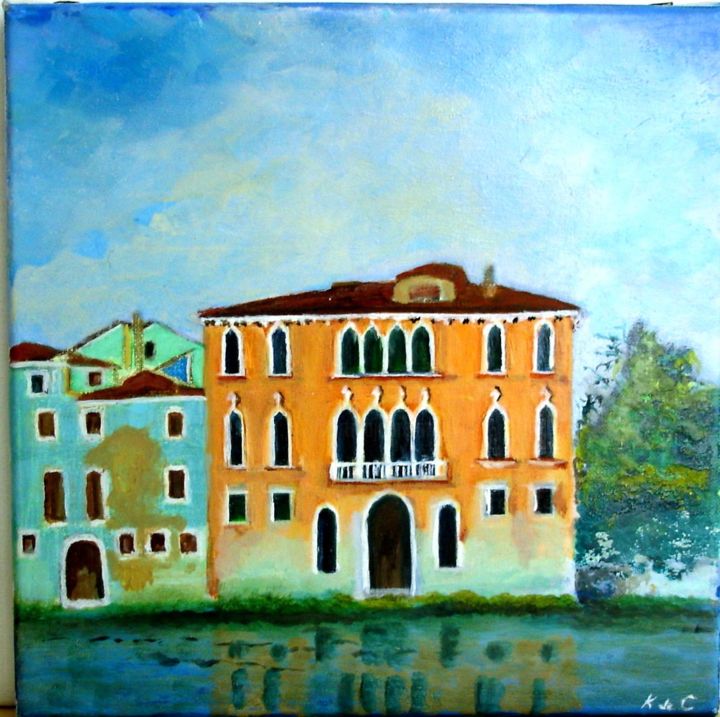 Painting titled "palais Foscarini Gi…" by Katia De Carvalho, Original Artwork, Oil Mounted on Wood Panel