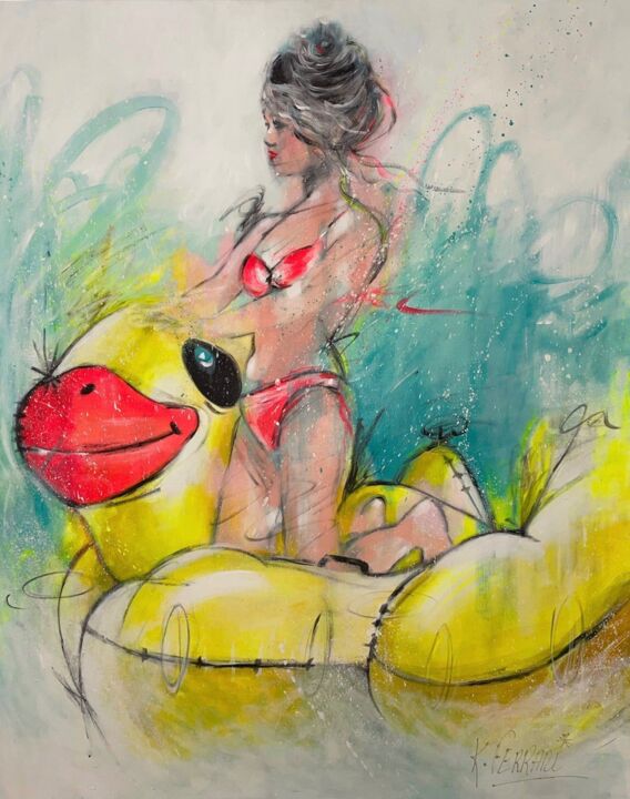 Malarstwo zatytułowany „On The Waves To Mia…” autorstwa Katia Ferrari, Oryginalna praca, Akryl