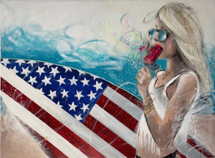Painting titled "American Dream" by Katia Ferrari, Original Artwork, Acrylic