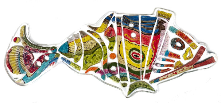 Escultura titulada "pesce karpon collez…" por Katia Fogliaro, Obra de arte original, Resina