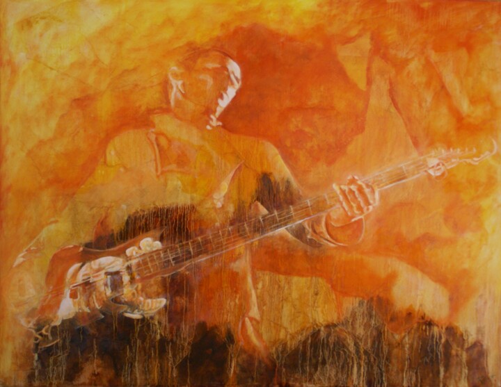Painting titled "ROCK ELECTRIQUE" by Katia Fondecave, Original Artwork, Oil Mounted on Wood Stretcher frame