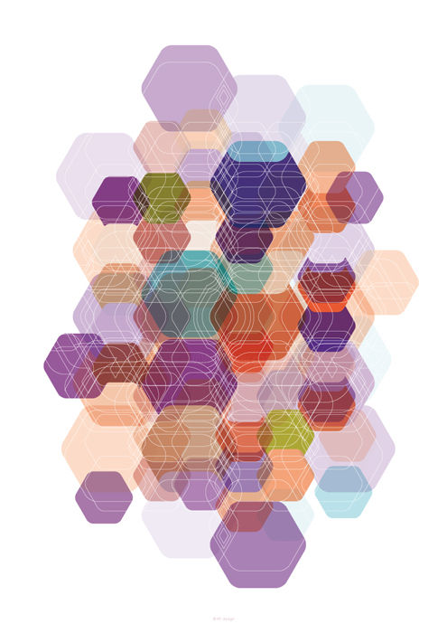 Artes digitais intitulada "Hexagon & Game Colo…" por Katia Iosca, Obras de arte originais, Trabalho Digital 2D