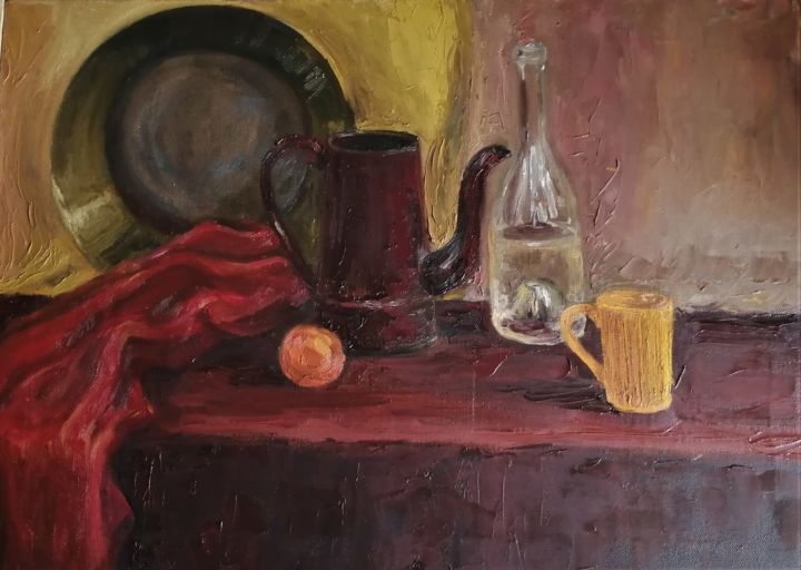 Malerei mit dem Titel "Household still lif…" von Xenia Pushkareva, Original-Kunstwerk, Öl