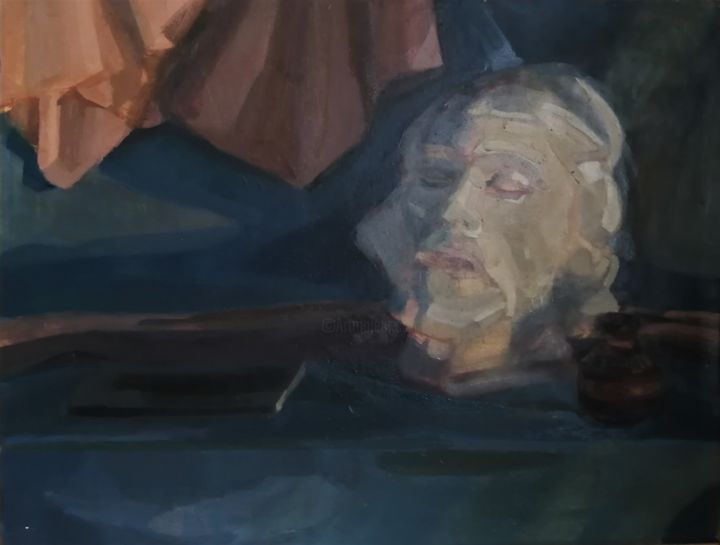 Schilderij getiteld "Plaster head in sti…" door Xenia Pushkareva, Origineel Kunstwerk, Olie